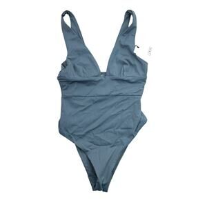 LOLIKI woman's bathing suit Georgia Plunge One Piece Gray Size Small New NWT